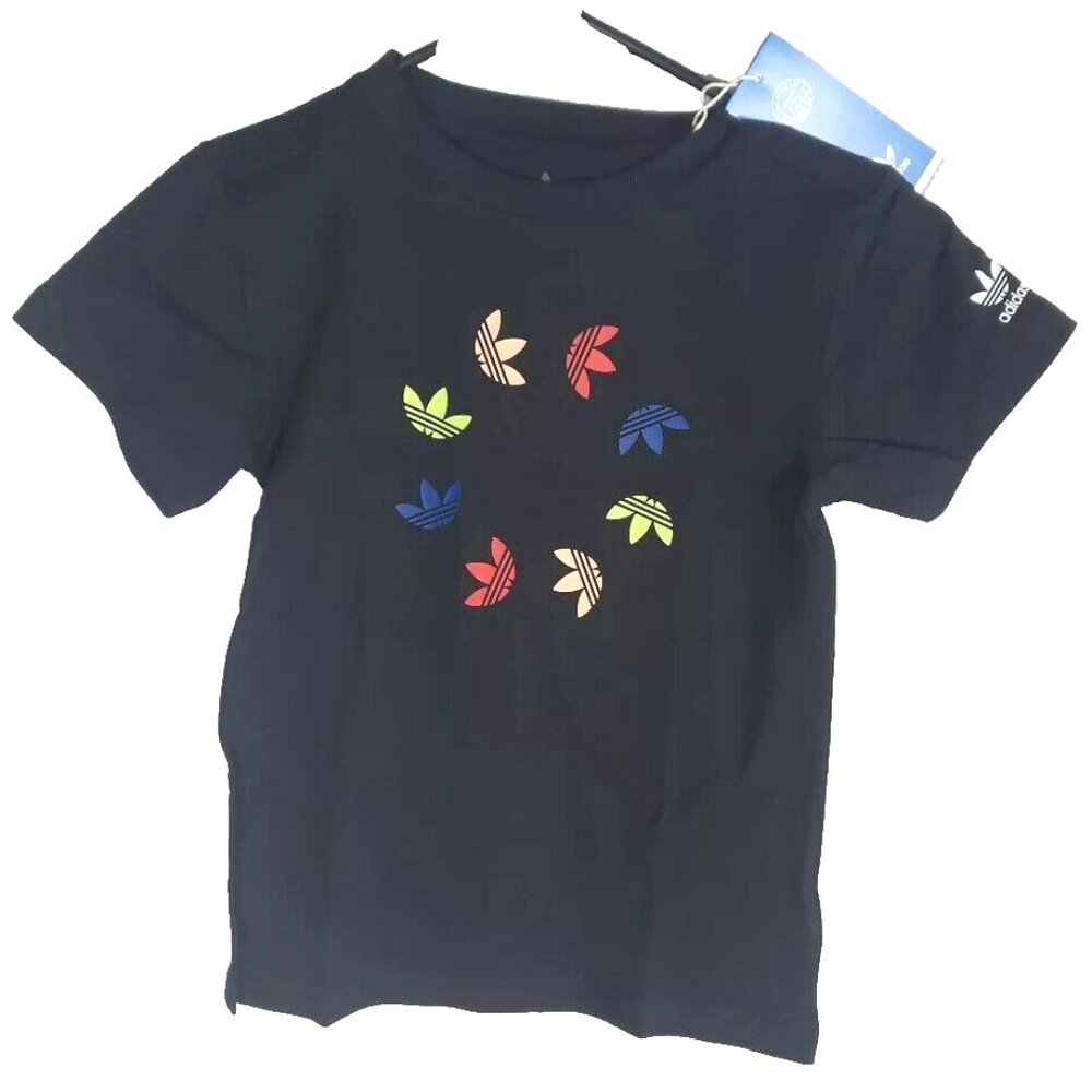 Adidas Originals Unisex Child Adicolor Tee T Shirt XS Xsmall Black NEW Wit